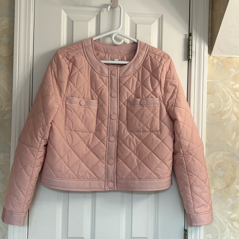 NWT Ann Taylor The Weekend Collection Pink Puffer Quilted Framed Jacket